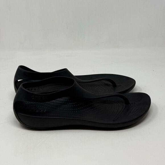 Crocs Serena Sexi Flip Sandals Womens 9 Black T Strap Thong Comfort Summer - Picture 1 of 15